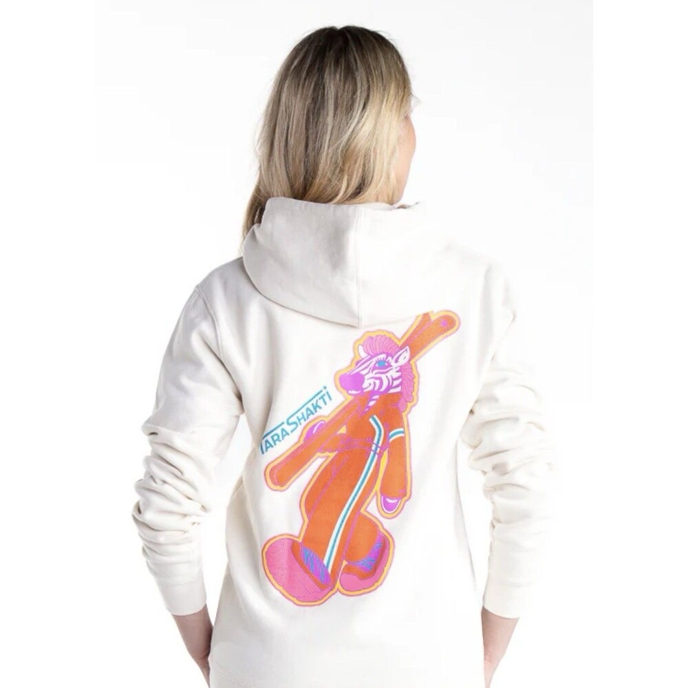 Tara Shakti Z.Raz Cream Pullover Hoodie TS Logo Graphic Unisex Cotton Blend